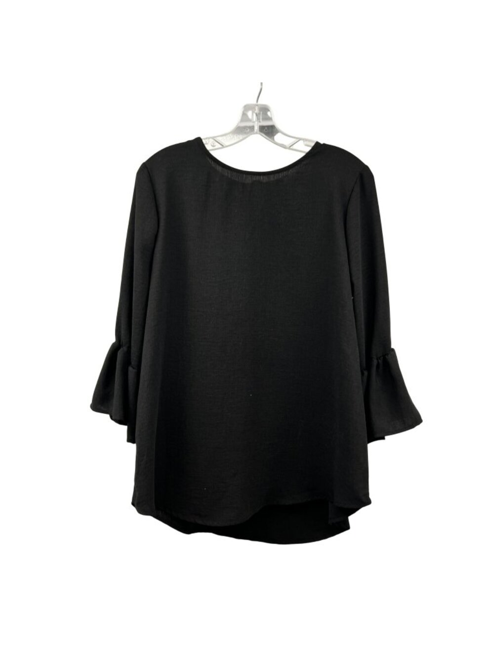 Betsey's Boutique Shop Blouse 3/4 Sleeve Ruffle Cuff Black Size Small